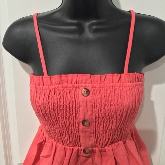 Spaghetti Strap Smocked Button Babydoll Cami - Picture 3 of 4